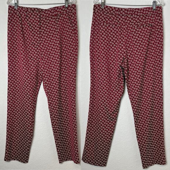 Etro trousers Micro Jacquard Motif flowers all over Burgundy size IT 46/US 10-L - Picture 1 of 11